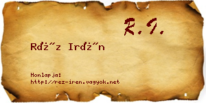 Réz Irén névjegykártya